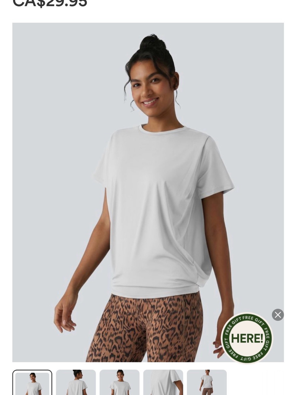 HALARA Round Neck Short Sleeve Ruched Cool Touch Yoga Sports Top UPF50+